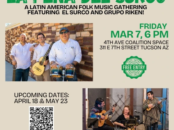 flyer with people using  various musical instruments