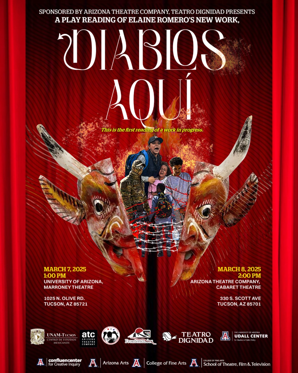 flyer for a play with a cows head and horns