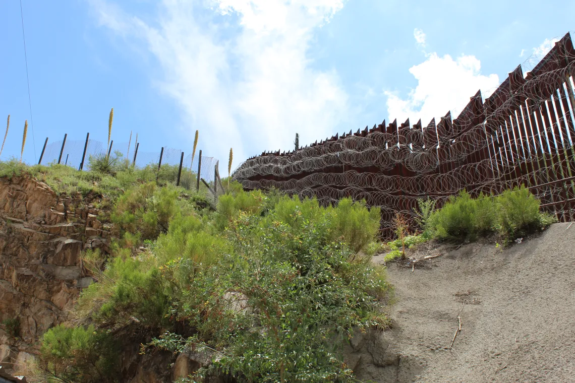 The U.S.-Mexico border wall at Nogales, AZ The U.S.-Mexico border wall at Nogales, AZ