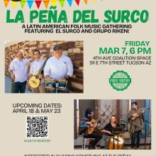 flyer with people using  various musical instruments